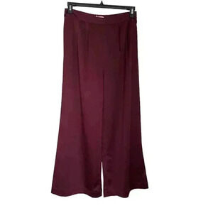 H by Halston Polished Satin Wide Leg Pant sz S